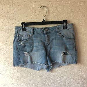 Light Denim Ripped Shorts